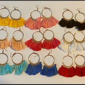 (9) Trendy Statement Tassel Boutique Earrings